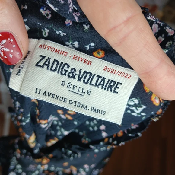Zadig & Voltaire Roza Spark Flower Autumn Winter 2021 2022 Mini Dress Noir Small